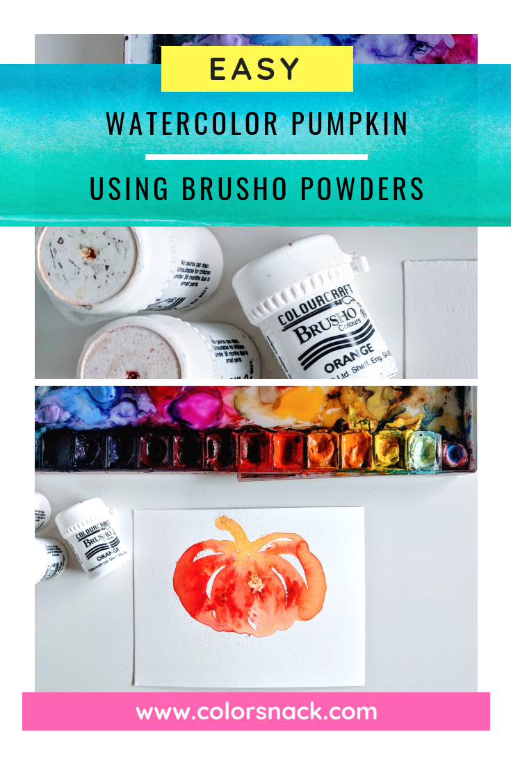 Easy Watercolor Pumpkin - Using Brusho Watercolor Crystals
