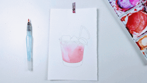 Watermelon Watercolor Cocktail