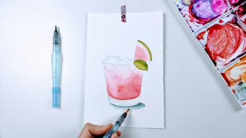 Watermelon Watercolor Cocktail Tutorial • Watercolor Illustration + Gif ...