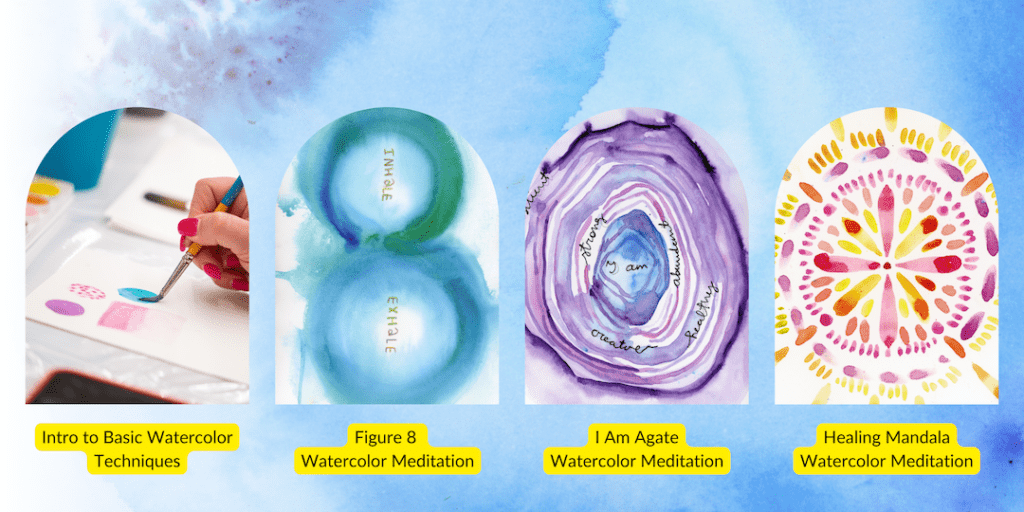 watercolor meditation mini course and what is included inside