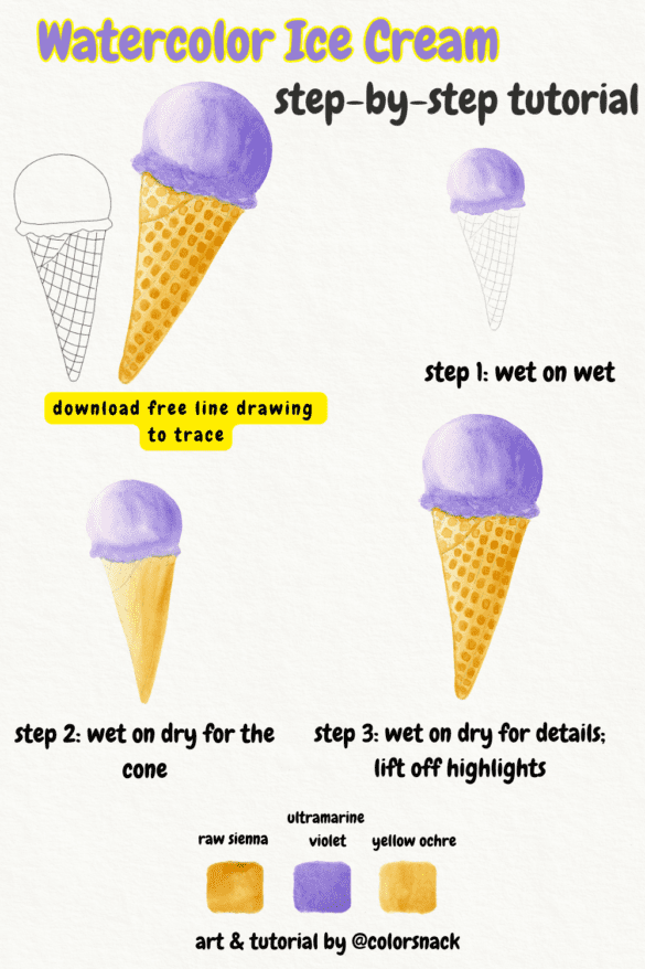 easy watercolor ice cream tutorial