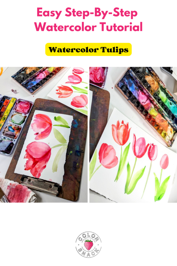 tutorial on how to paint watercolor tulips in 7 different ways